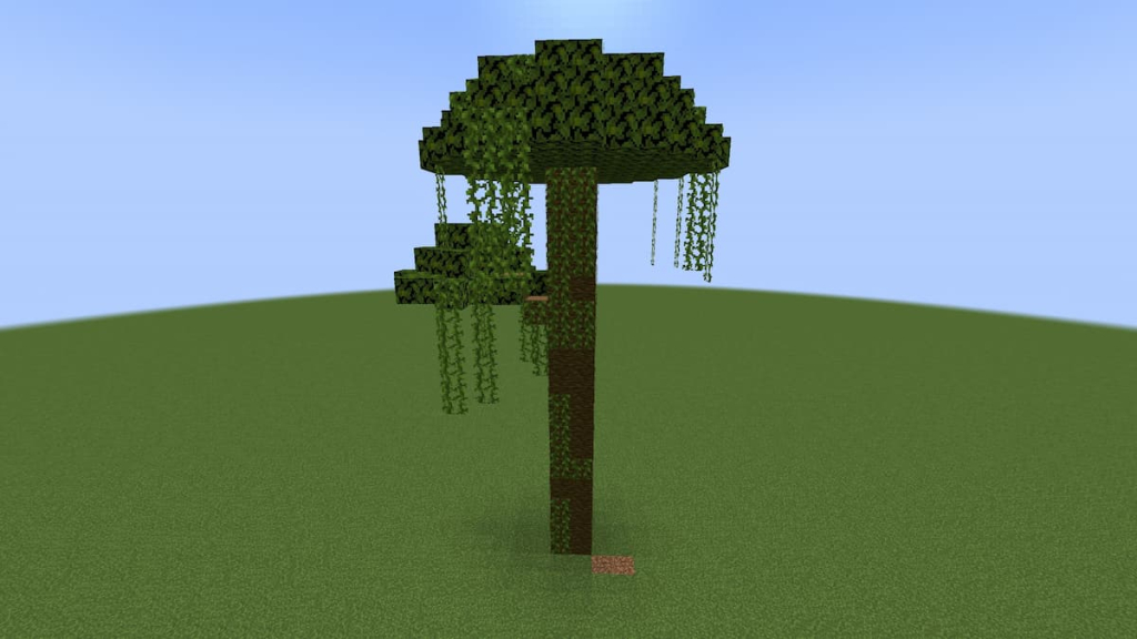 Beginning with a large Jungle tree as the base for a staircase.