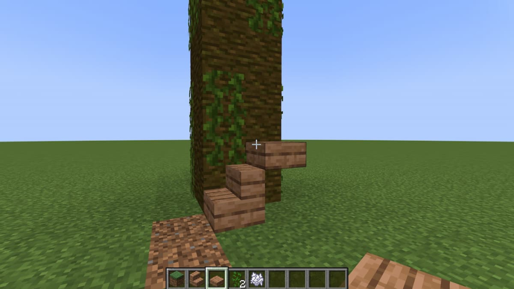Placing jungle stairs and slabs intermittently to create the staircase.